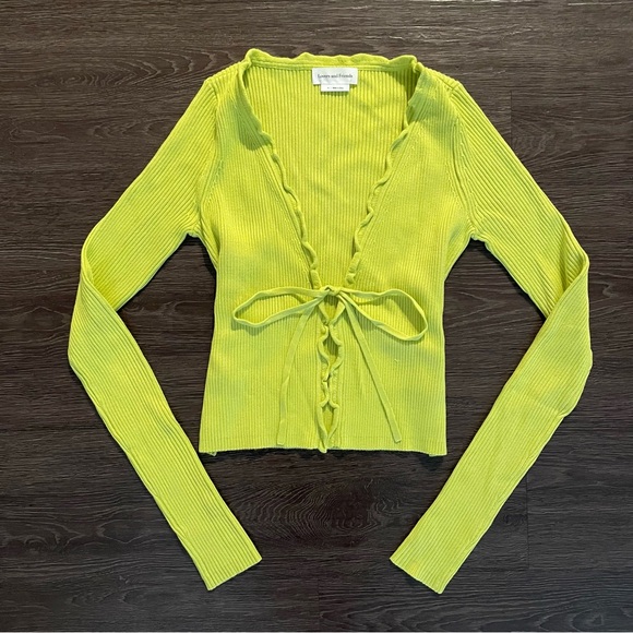 Lovers+Friends | Halina Tie Front Cardigan - Lime Green XS - Picture 1 of 7